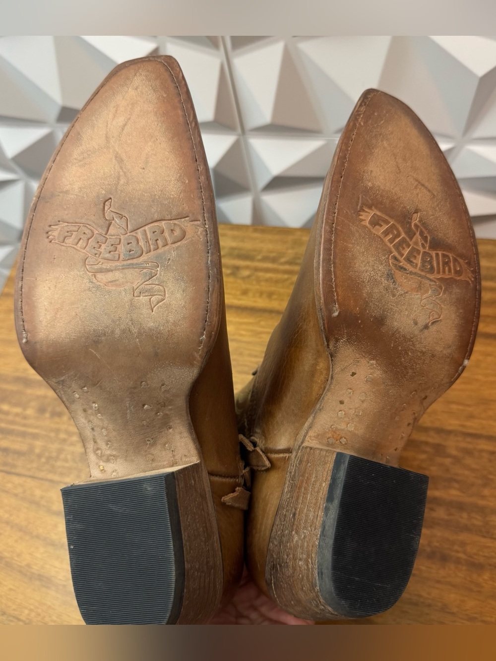 Freebird Wolfie Distressed Western Booties Brown Leather Size 8 women’s - Picture 4 of 9